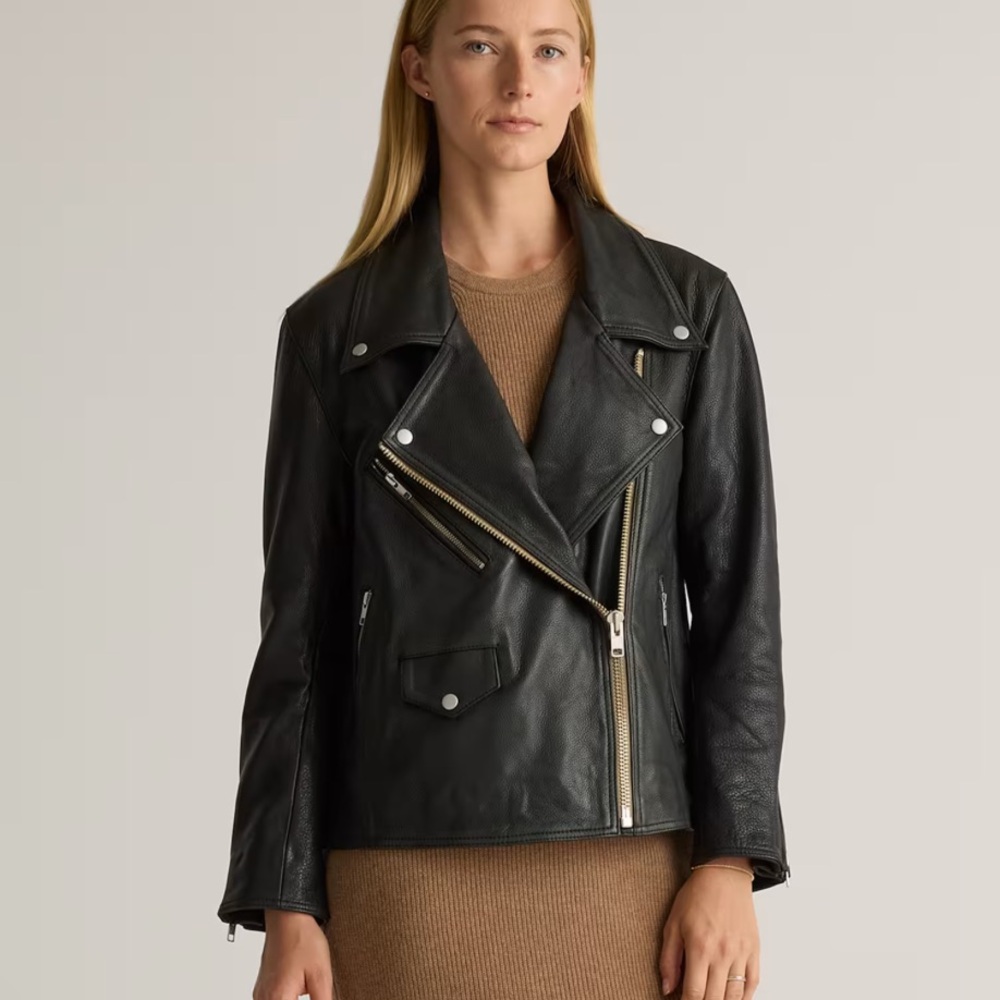 Quince 100% Leather Oversized Biker Jacket